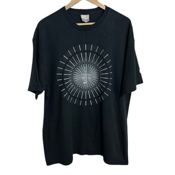 VTG Y2K Nike Tuned Air T-Shirt Mens XL Black Short Sleeve 3D Graphic - Picture 1 of 7